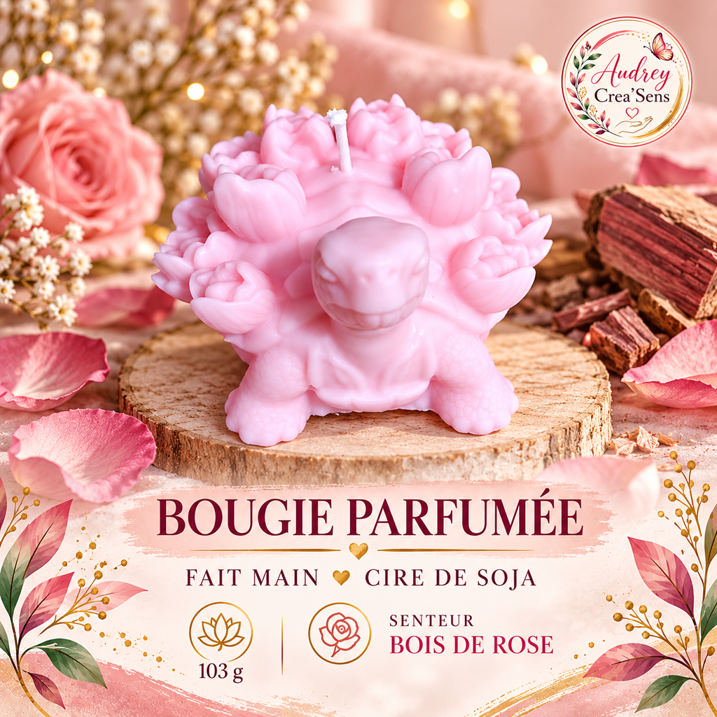 Bougie parfumée fait main senteur bois de rose