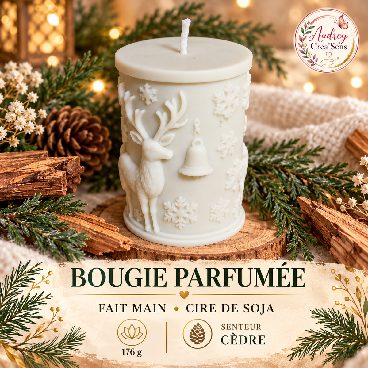 Bougie parfumée fait main senteur cèdre