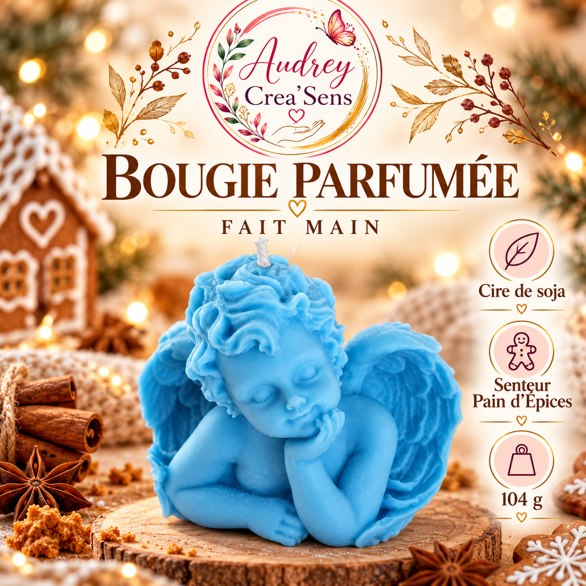 Bougie parfumée fait main senteur pain d épices