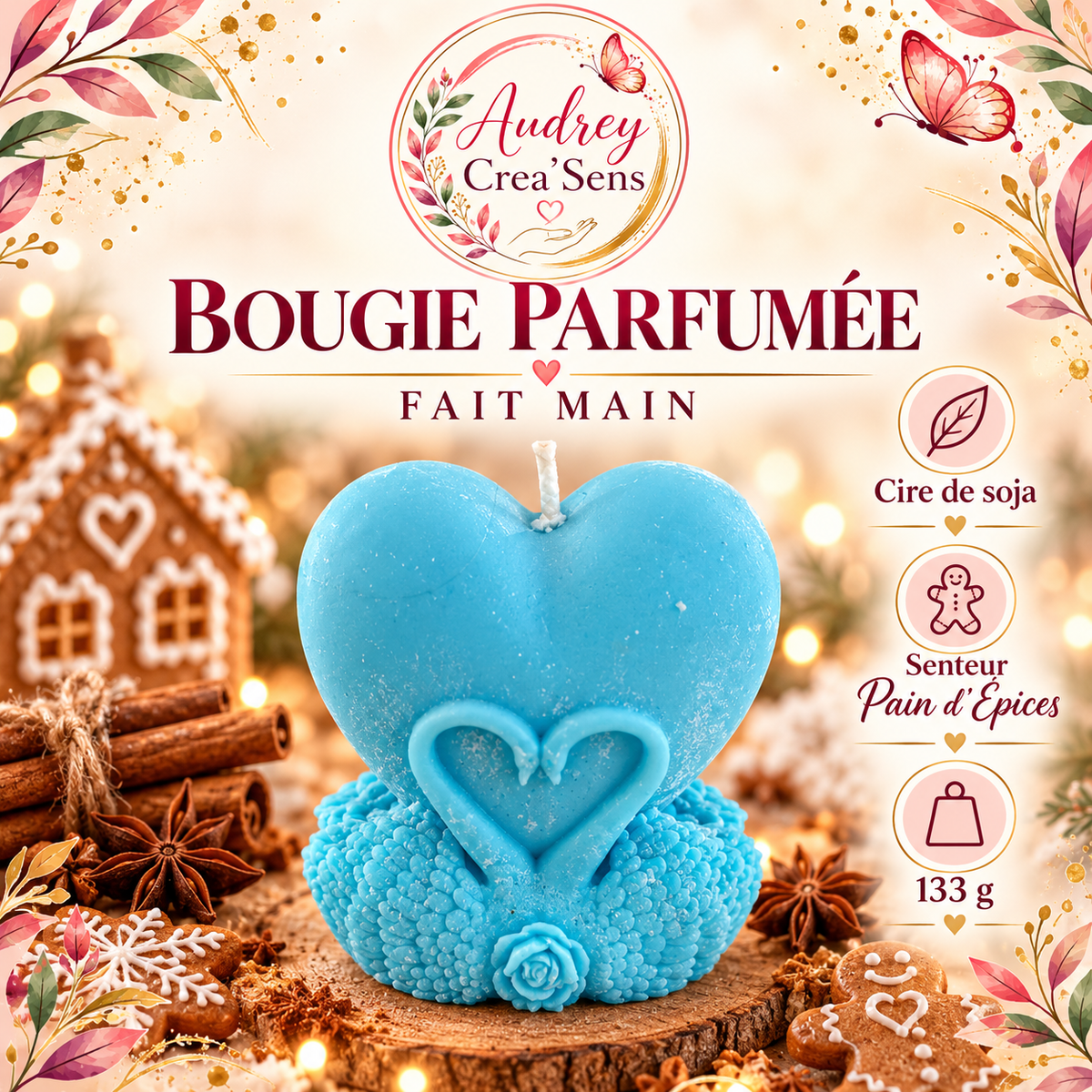 Bougie parfumée fait main senteur pain d épices