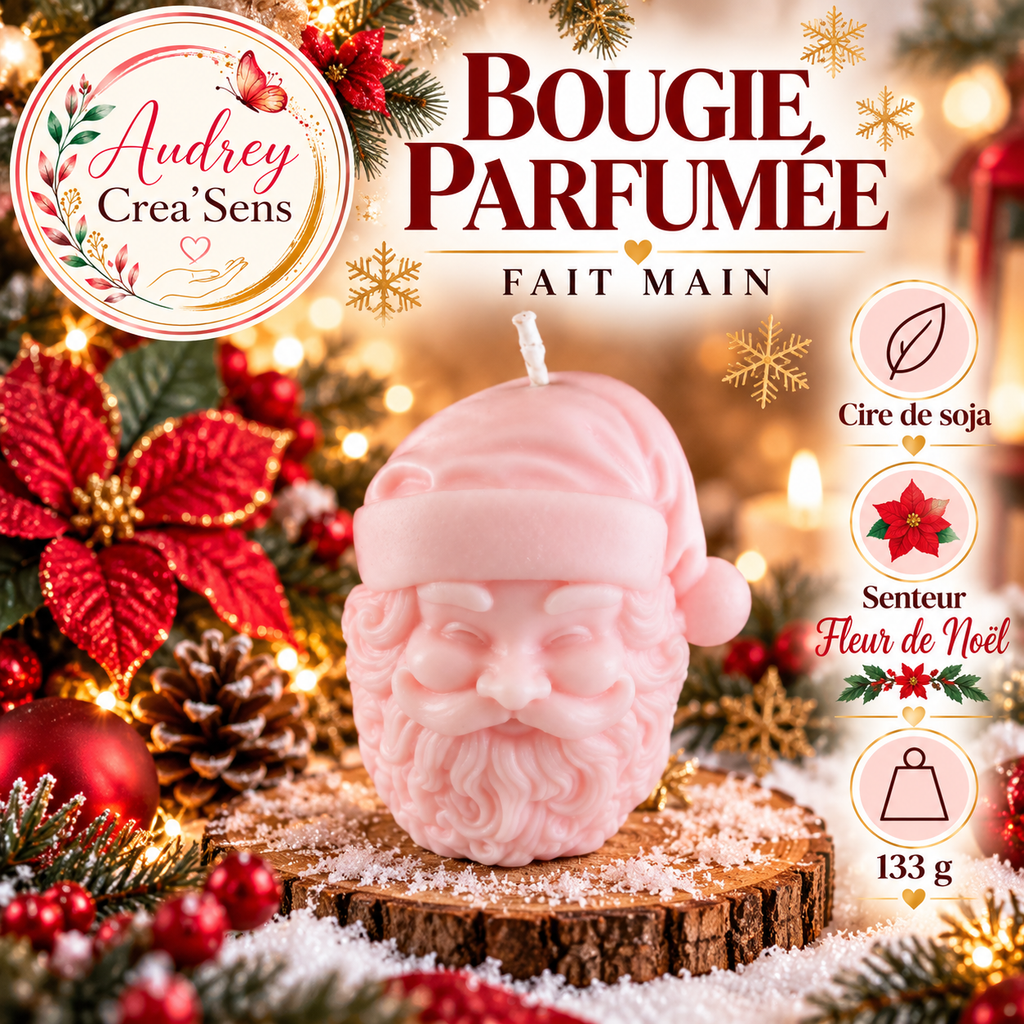 Bougie parfumée fait main senteur fleur de Noël