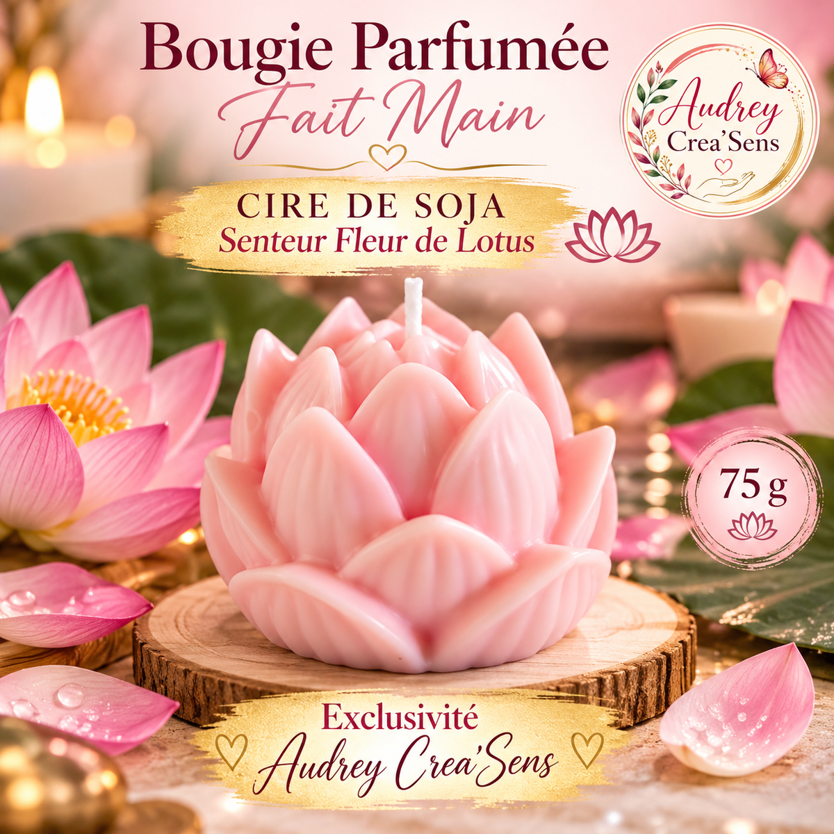 Bougie parfumée fait main senteur fleur de lotus