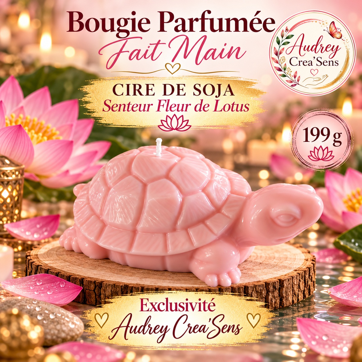 Bougie parfumée fait main senteur fleur de lotus