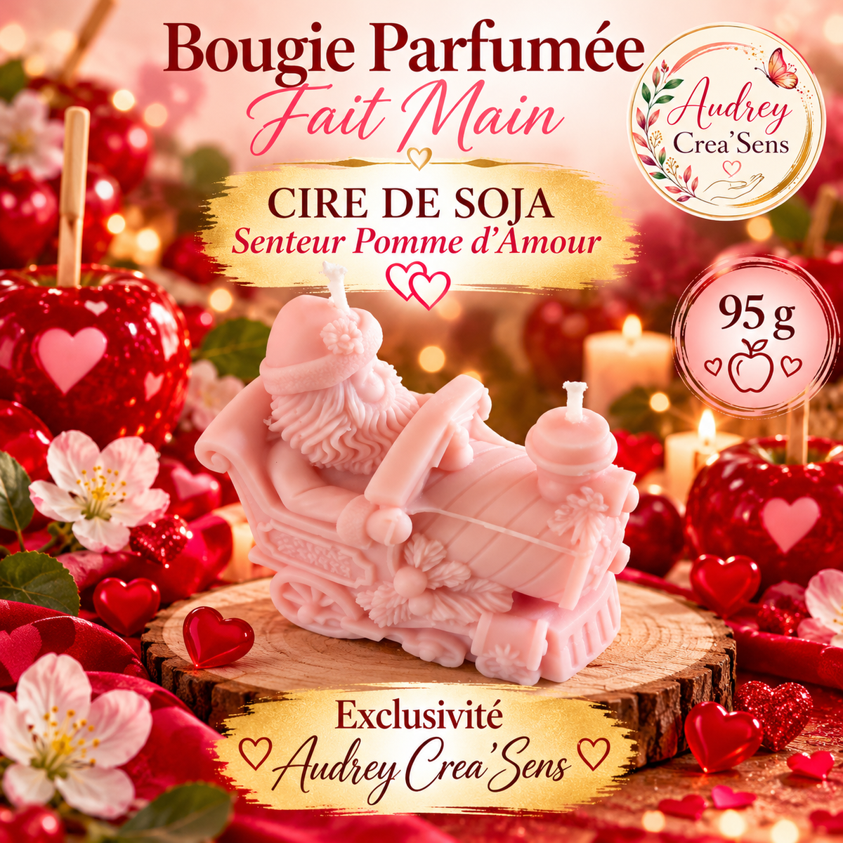 Bougie parfumée fait main senteur pomme d amour