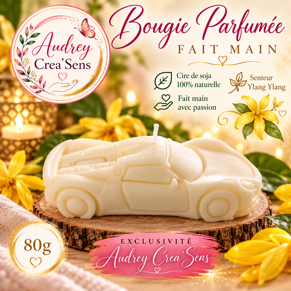 Bougie parfumée fait main senteur ylang ylang