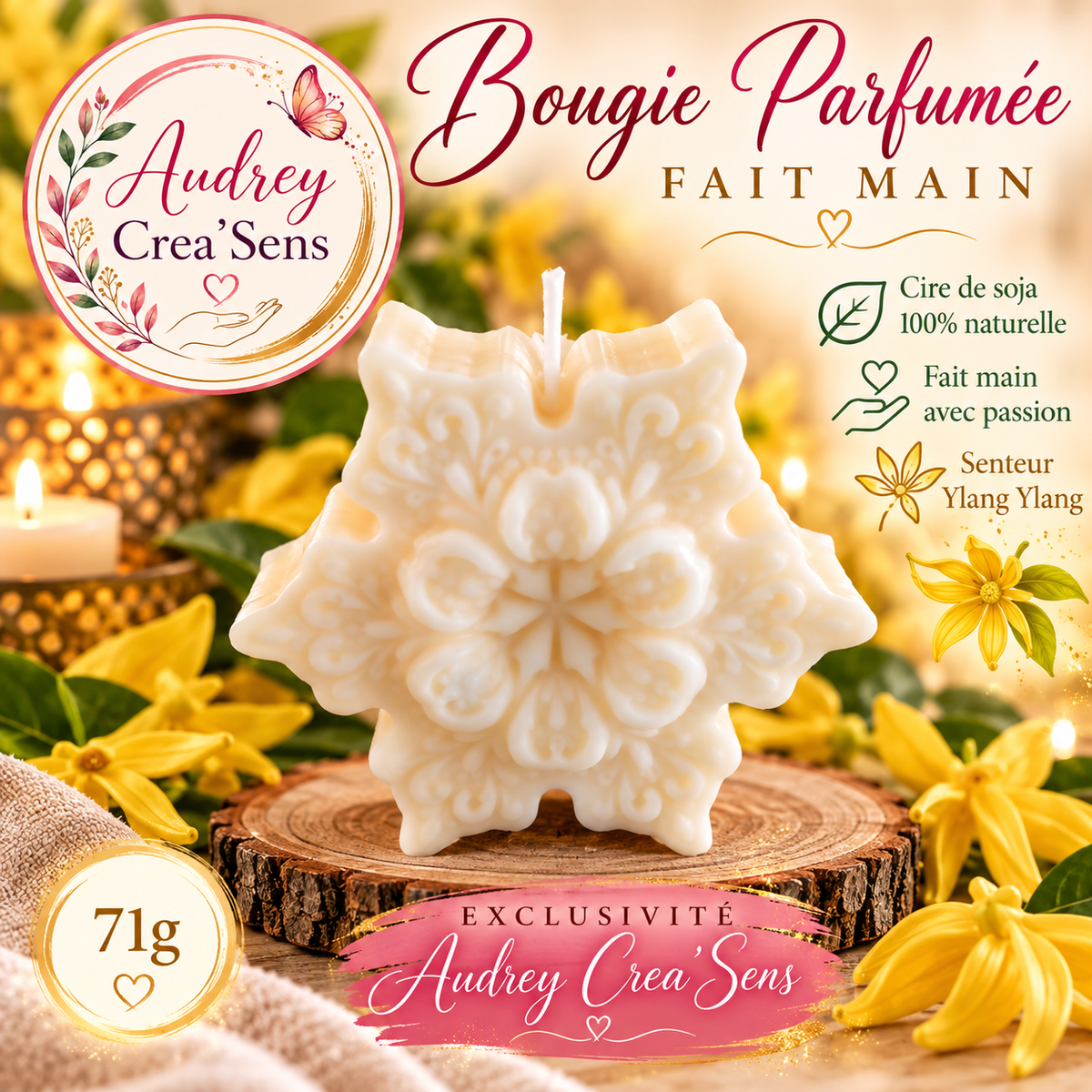 Bougie parfumée fait main senteur ylang ylang