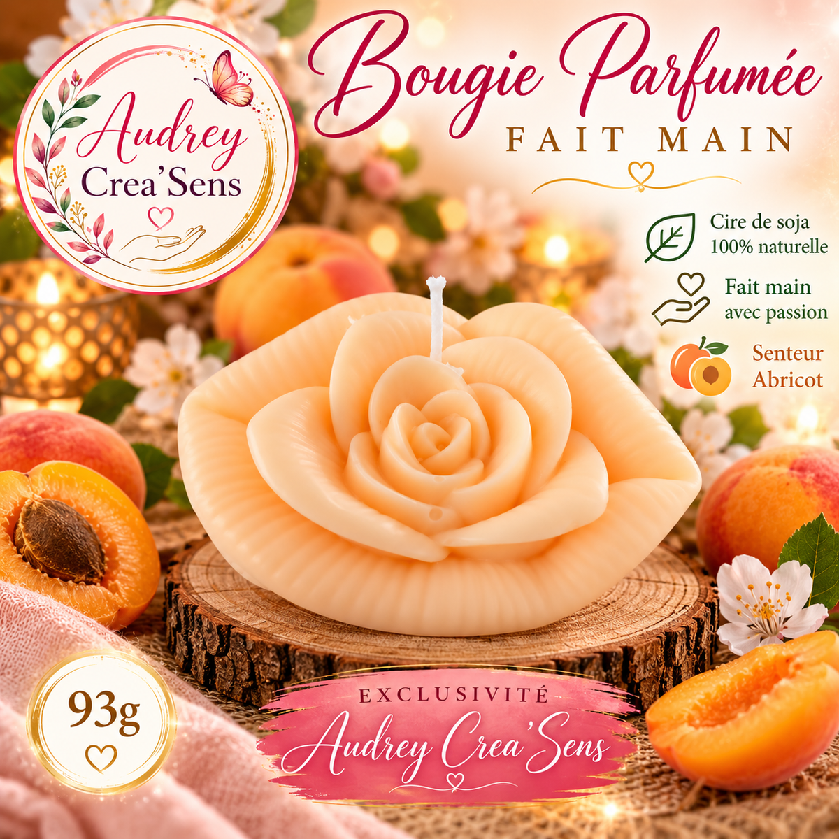 Bougie parfumée fait main senteur abricot