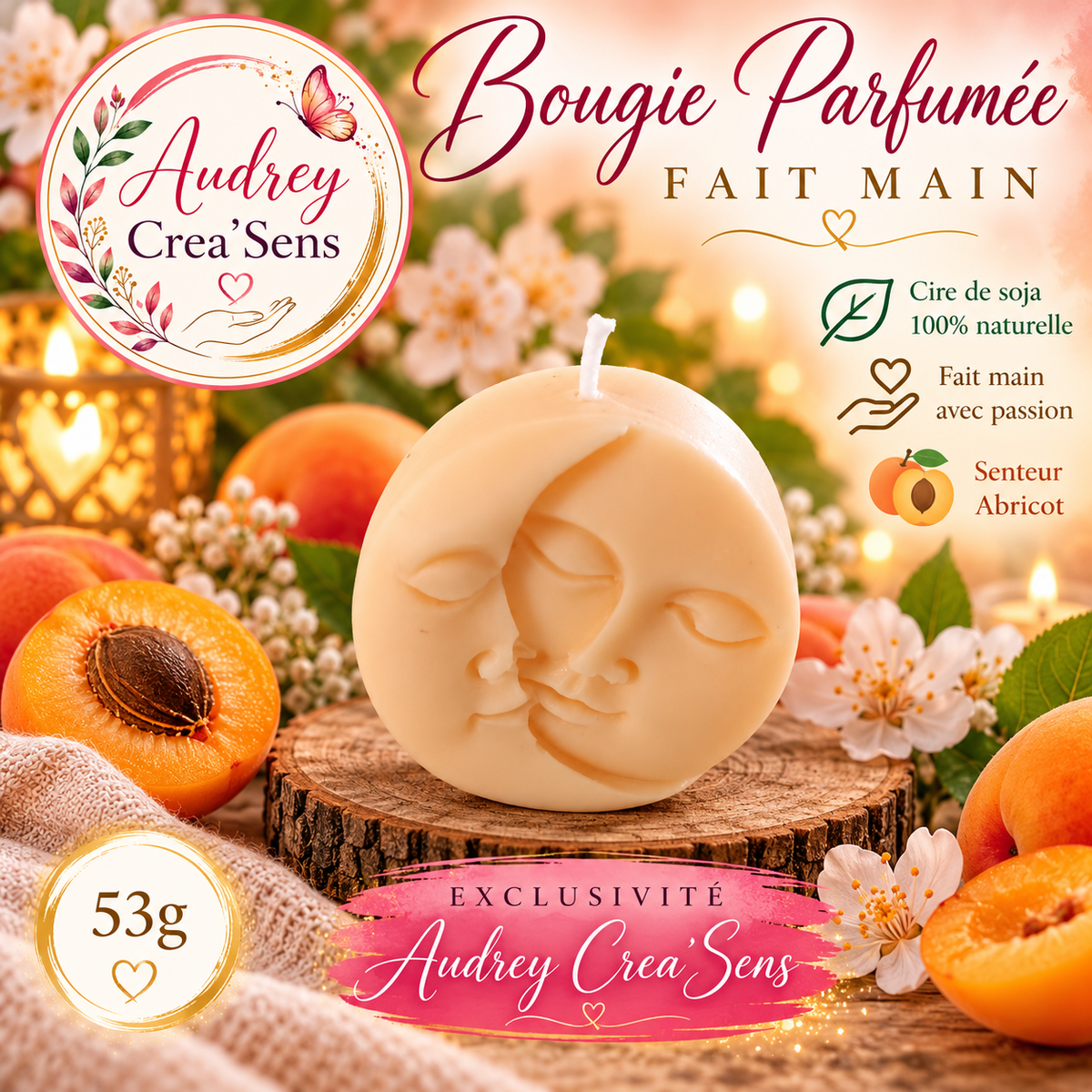 Bougie parfumée fait main senteur abricot