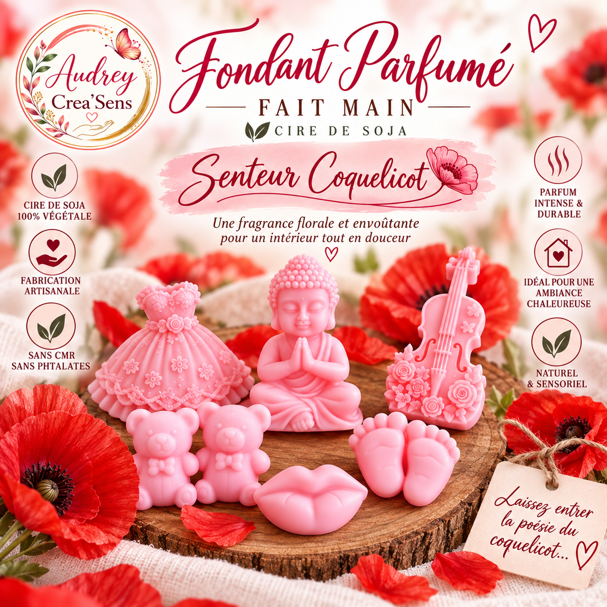 Fondant parfumé  fait main senteur coquelicot