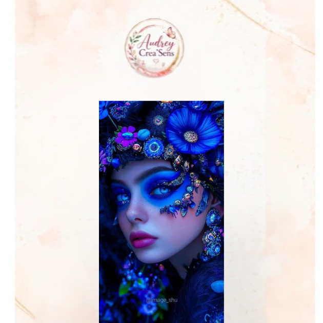Diamant painting kit complet femme fleurs bleues