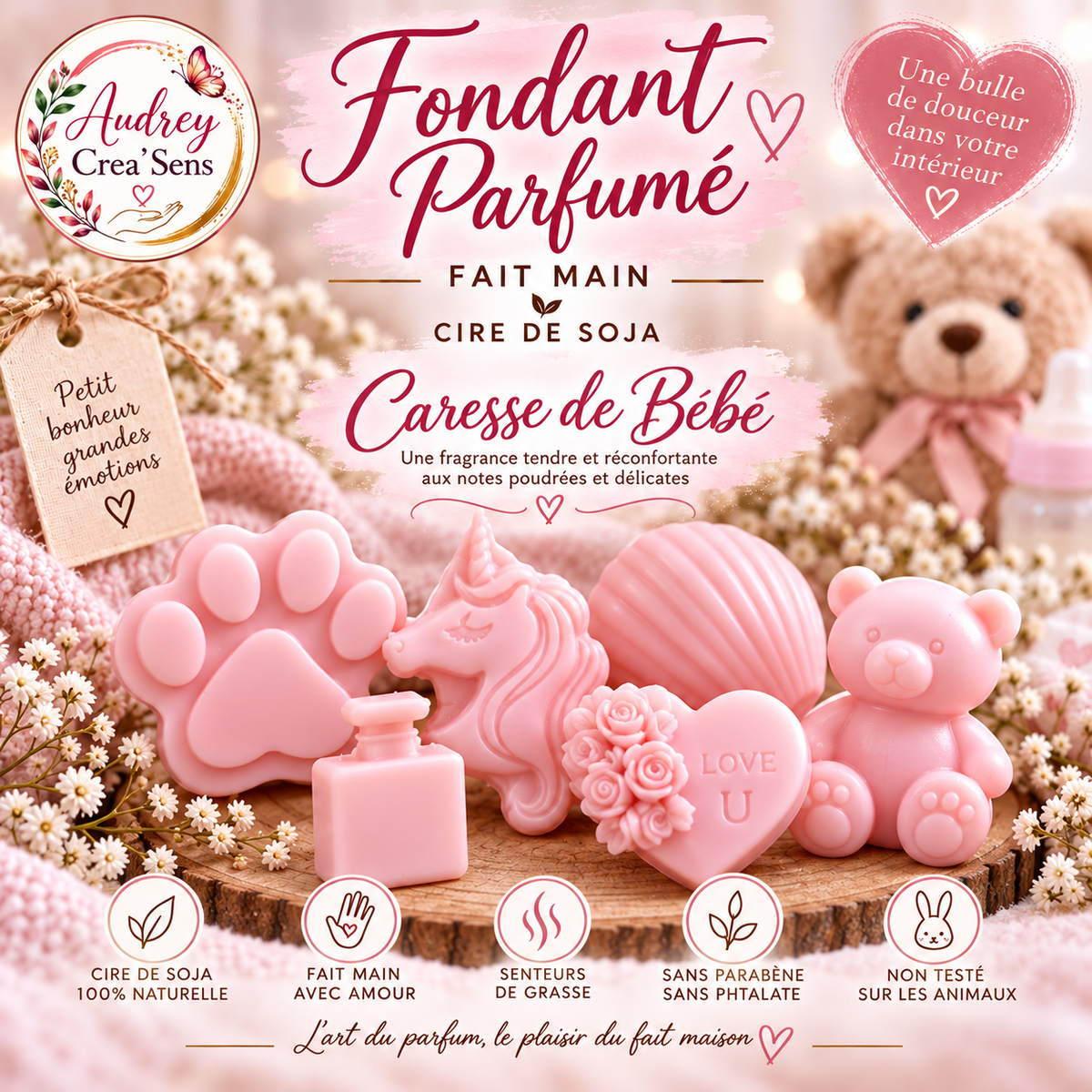 Fondant parfumé  fait main senteur caresse de bébé