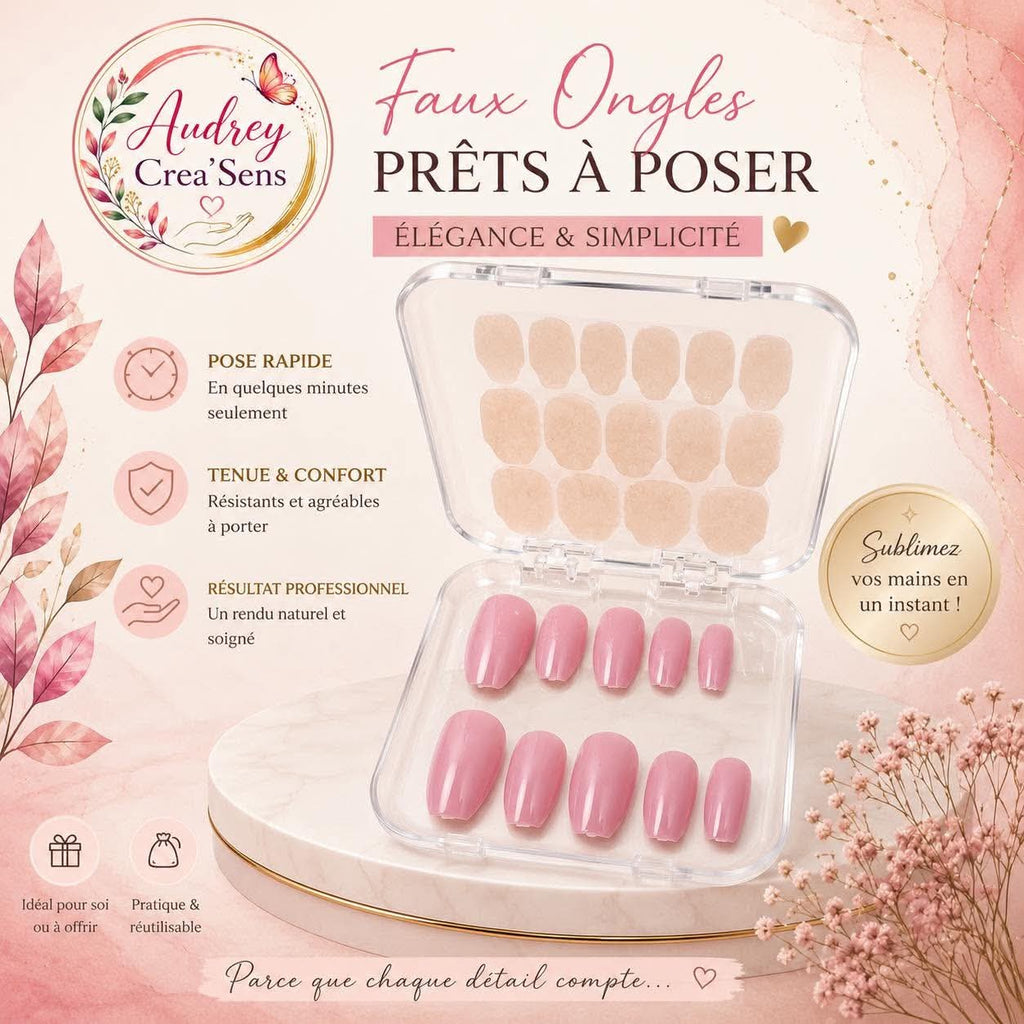 Faux ongles bandelettes rose clair
