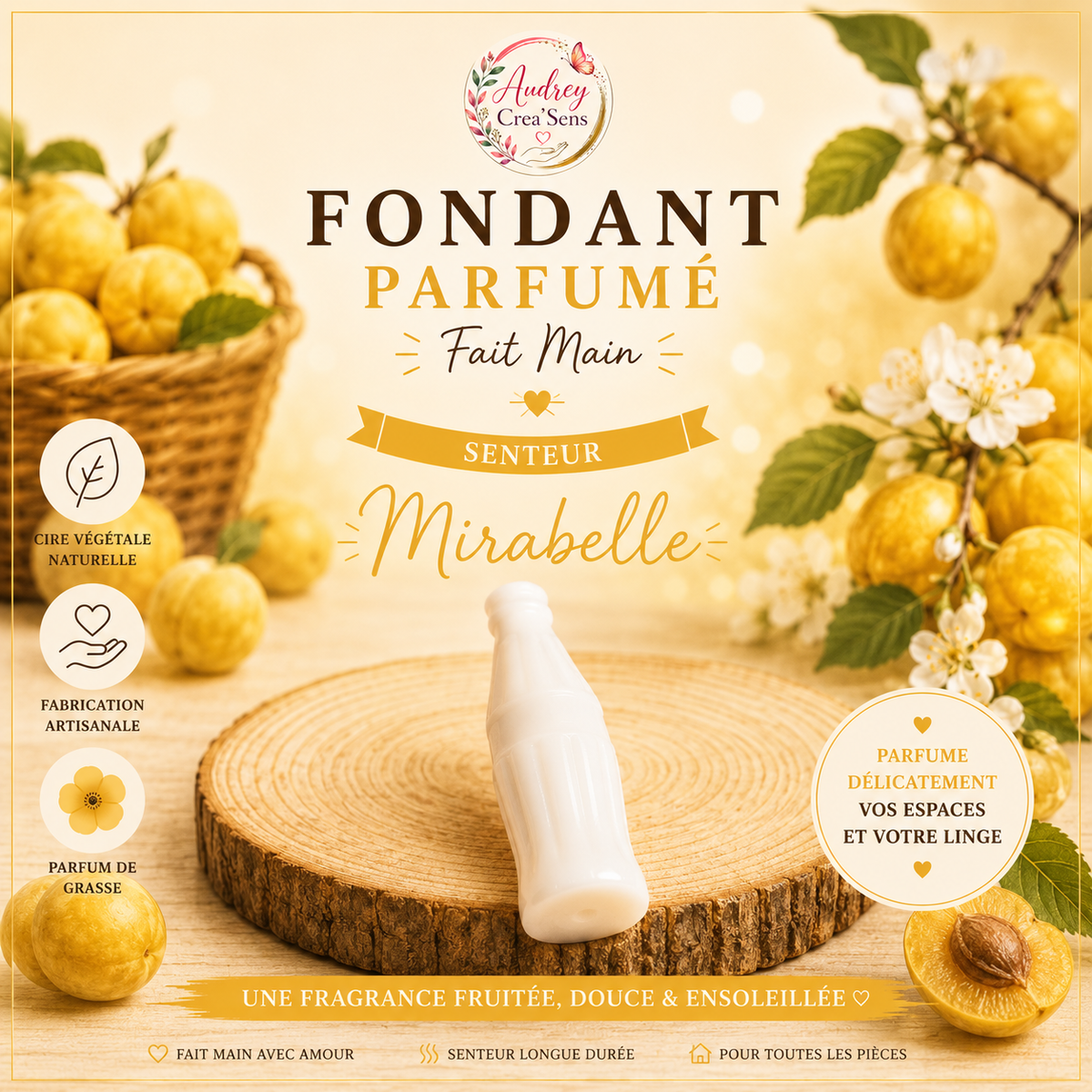 Fondant parfumé fait main senteur mirabelle