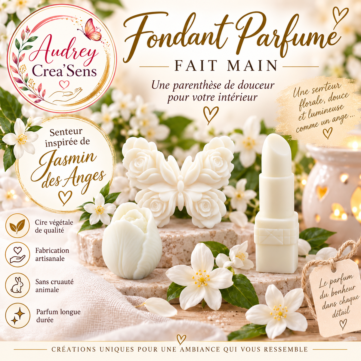 fondant parfumé fait main inspiré de jasmin des anges
