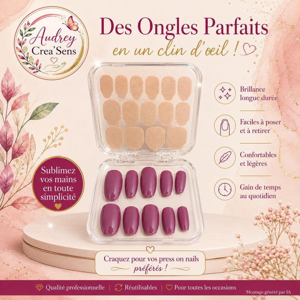 Faux ongles bandelettes violet foncé