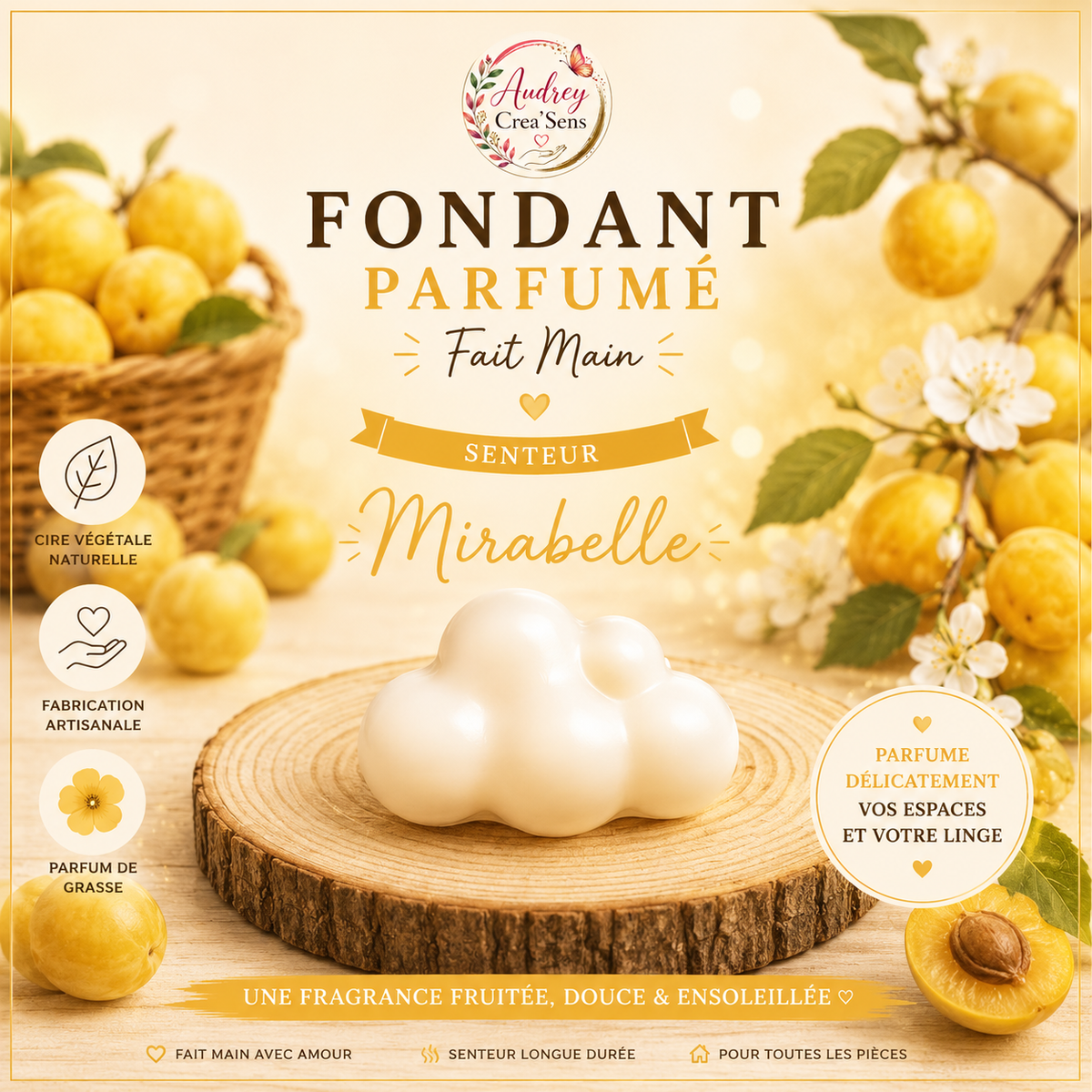Fondant parfumé fait main senteur mirabelle