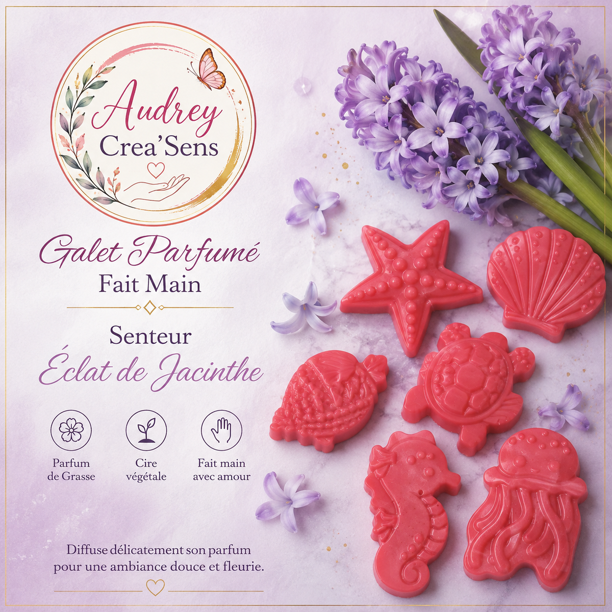 Fondants parfumés fait main senteur éclat de jacinthe