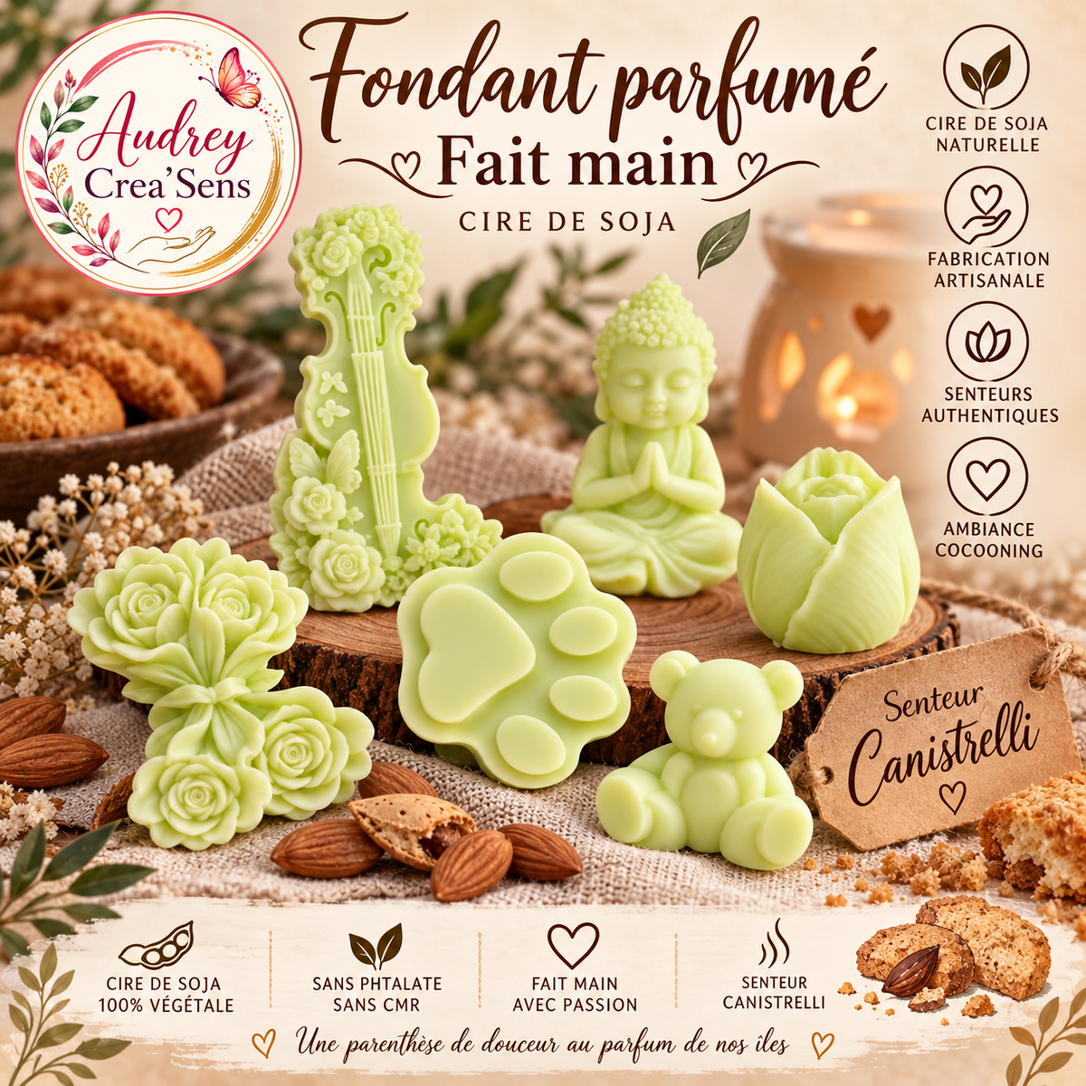 Fondant parfumé fait main senteur canistrelli
