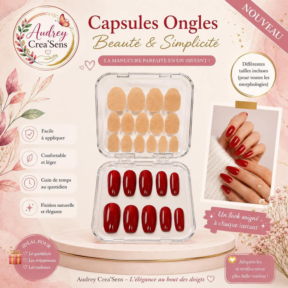 Faux ongles bandelettes rouge