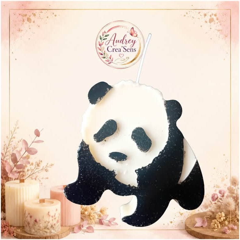 Bougie panda fait main senteur citronnelle géranium