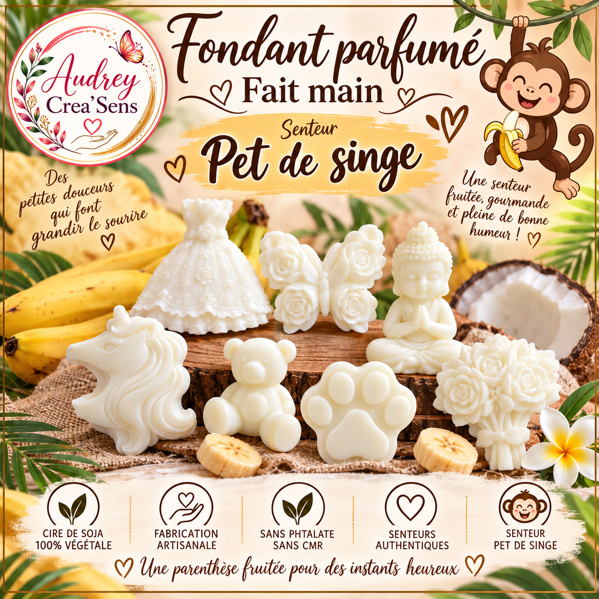Fondant parfumé fait main senteur pet de singe