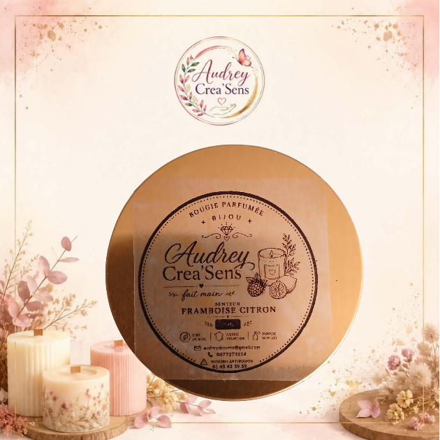 Bougie parfumée bijou fait main senteur framboise citron
