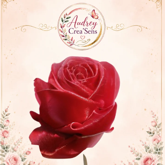 Rose satin fait main