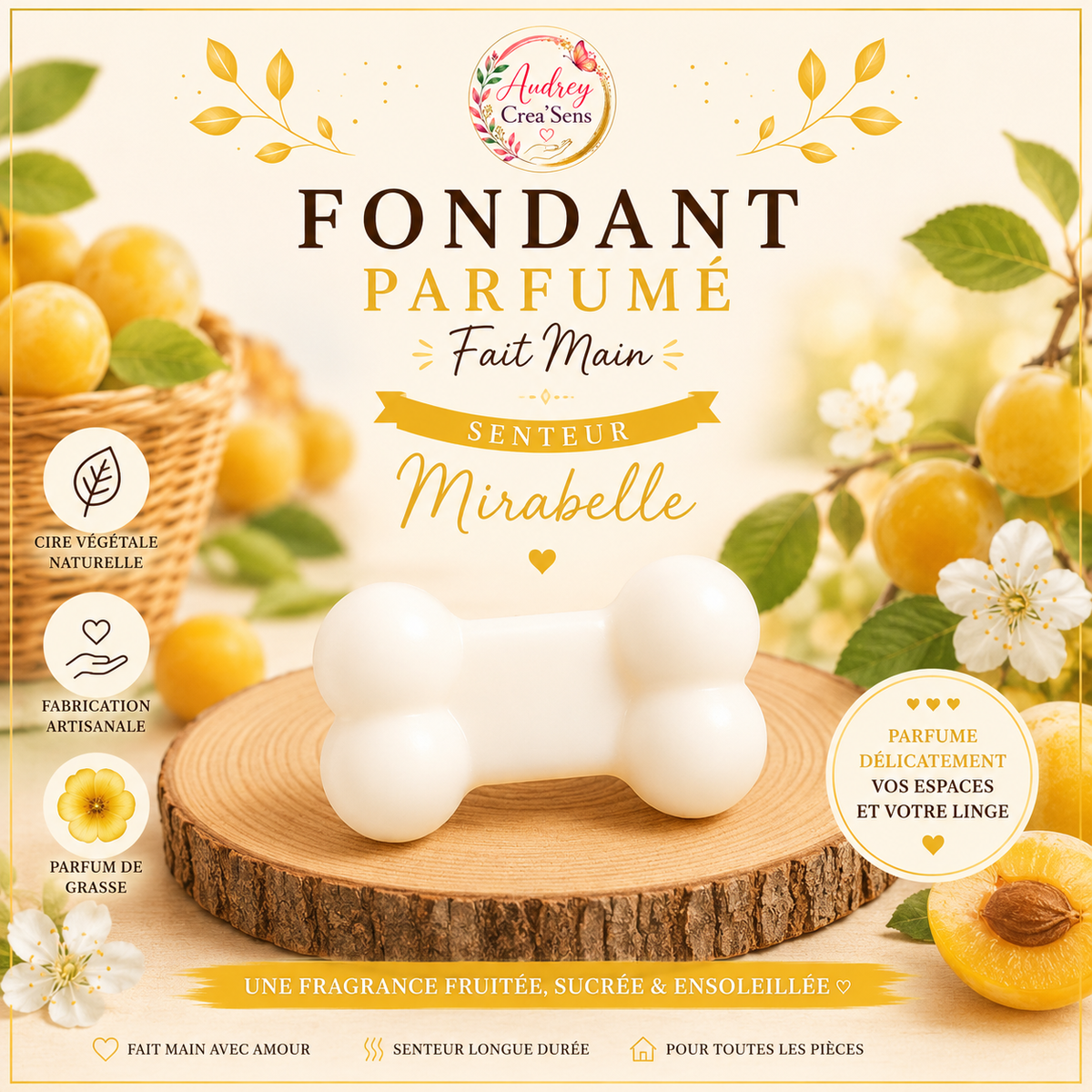 Fondant parfumé fait main senteur mirabelle