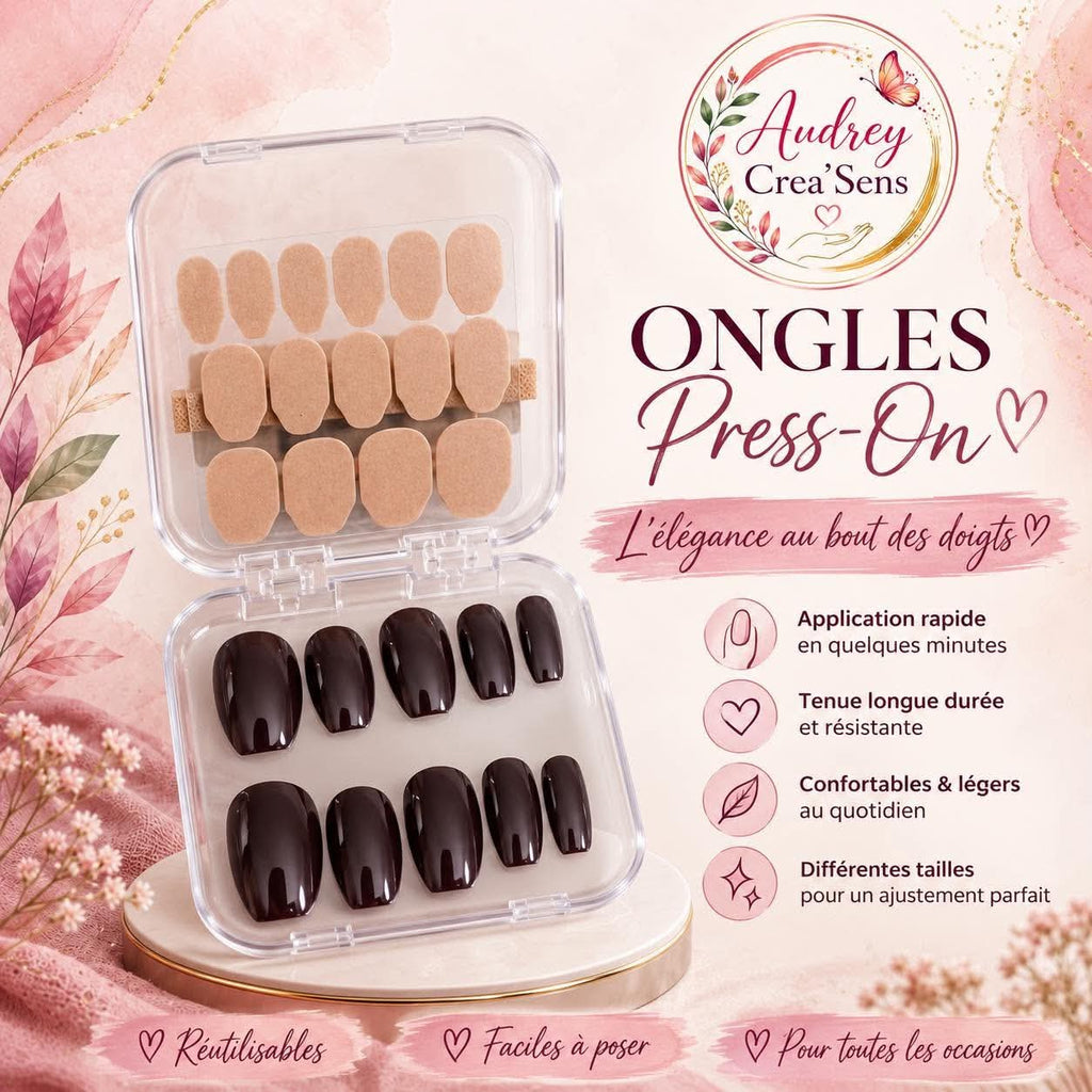Faux ongles bandelettes marron/violet