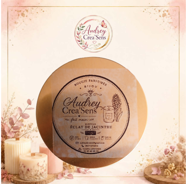 Bougie parfumée bijou fait main senteur éclat de jacinthe