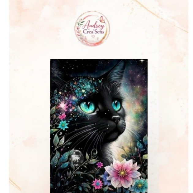 Diamant painting kit complet chat fleurs